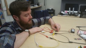 Me tinkering with some wearable electronics.